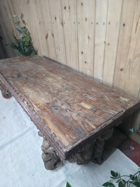 Antique Indian Carved Wooden Architectural Wall Shelf Plinth
