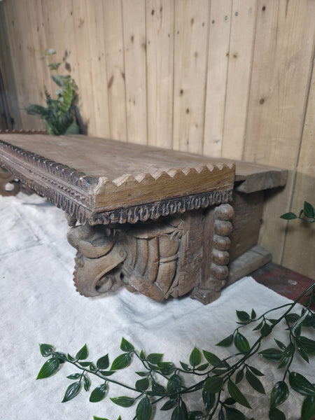 Antique Indian Carved Wooden Architectural Wall Shelf Plinth