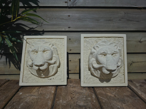 Cast Stone Lion Head Water Feature Wall Fountain Plaque