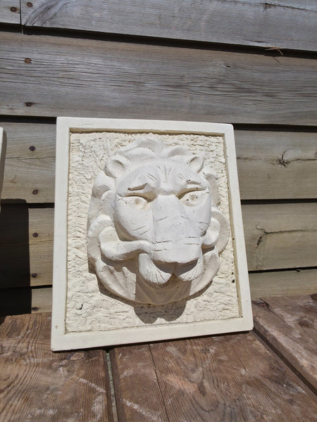 Cast Stone Lion Head Water Feature Wall Fountain Plaque