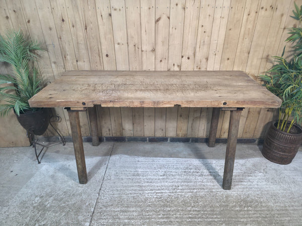 Old Antique Primitive Rustic Hungarian Wooden Butchers Prep Table Kitchen Island