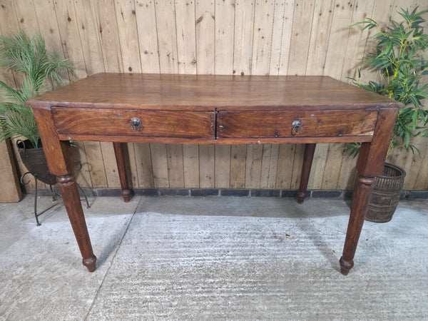 Vintage Antique Colonial Indian Hardwood Wooden Dining Table Kitchen Island