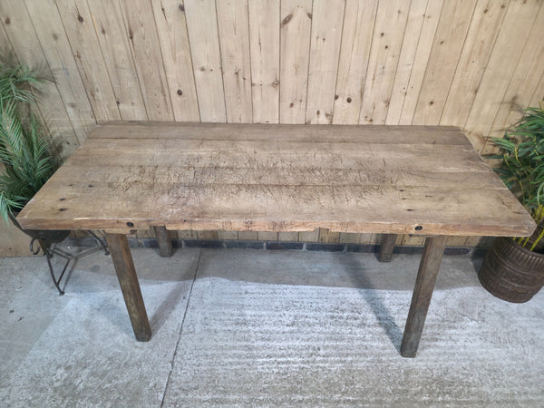 Old Antique Primitive Rustic Hungarian Wooden Butchers Prep Table Kitchen Island