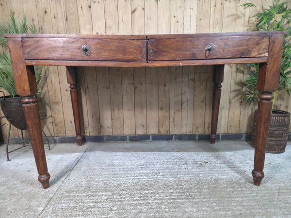 Vintage Antique Colonial Indian Hardwood Wooden Dining Table Kitchen Island