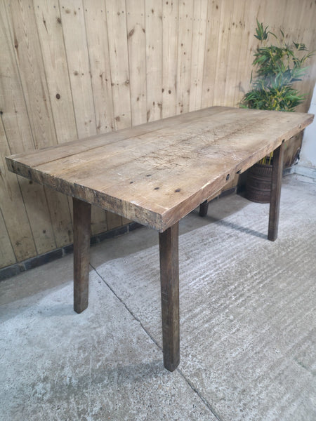 Old Antique Primitive Rustic Hungarian Wooden Butchers Prep Table Kitchen Island