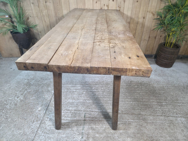 Old Antique Primitive Rustic Hungarian Wooden Butchers Prep Table Kitchen Island