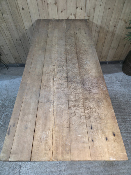 Old Antique Primitive Rustic Hungarian Wooden Butchers Prep Table Kitchen Island