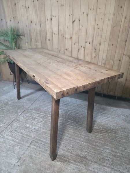 Old Antique Primitive Rustic Hungarian Wooden Butchers Prep Table Kitchen Island