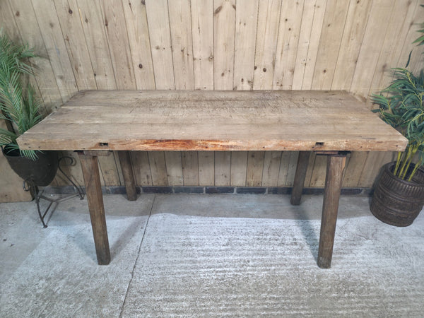 Old Antique Primitive Rustic Hungarian Wooden Butchers Prep Table Kitchen Island