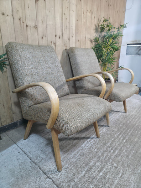 Pair of Mid Century Jaroslav Smidek Retro Armchairs 1960s Czechoslovakian Design