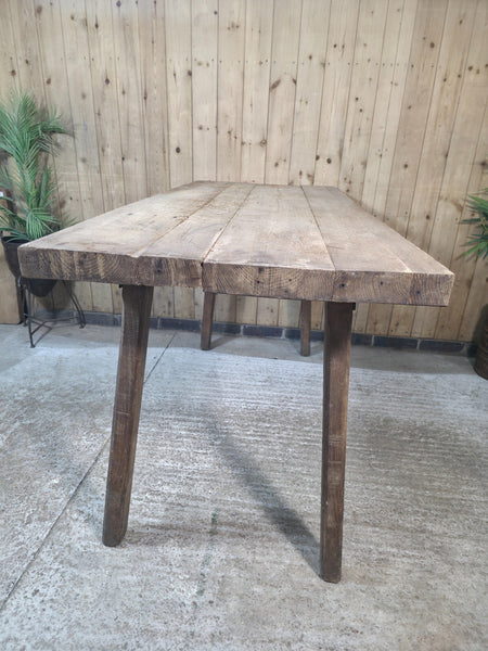 Old Antique Primitive Rustic Hungarian Wooden Butchers Prep Table Kitchen Island