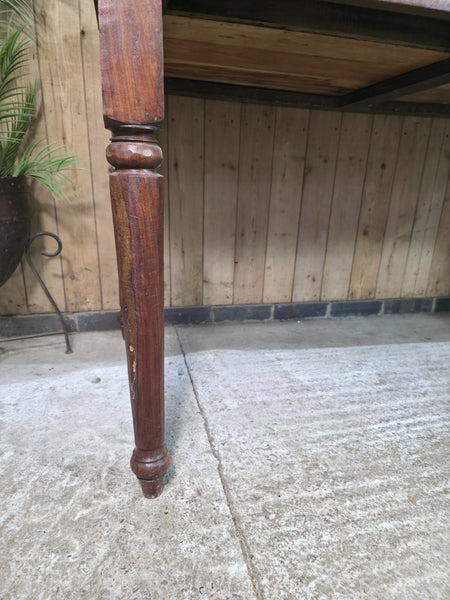 Vintage Antique Colonial Indian Hardwood Wooden Dining Table Kitchen Island
