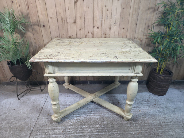 Vintage French Rustic Farmhouse Dining Prep Table Kitchen Island