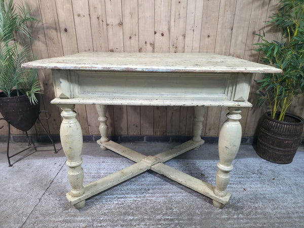 Vintage French Rustic Farmhouse Dining Prep Table Kitchen Island