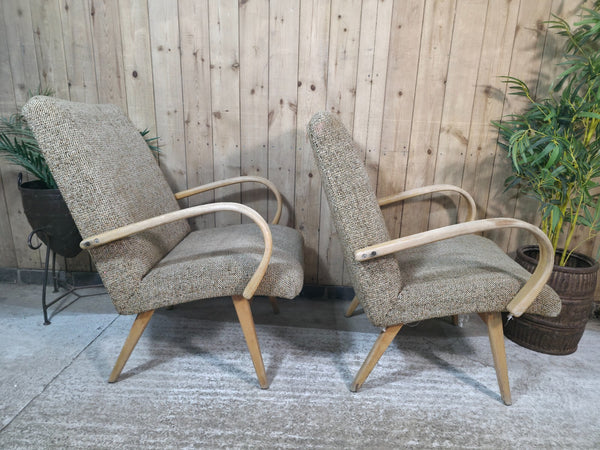 Pair of Mid Century Jaroslav Smidek Retro Armchairs 1960s Czechoslovakian Design