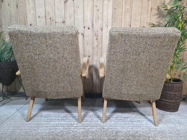 Pair of Mid Century Jaroslav Smidek Retro Armchairs 1960s Czechoslovakian Design