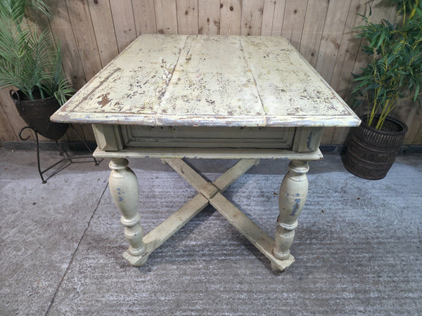 Vintage French Rustic Farmhouse Dining Prep Table Kitchen Island