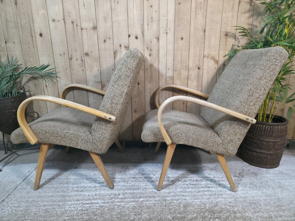 Pair of Mid Century Jaroslav Smidek Retro Armchairs 1960s Czechoslovakian Design