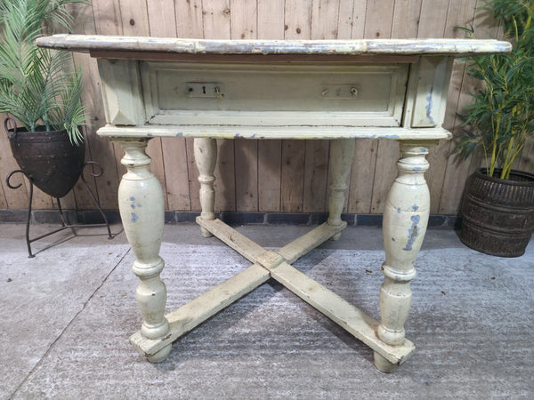 Vintage French Rustic Farmhouse Dining Prep Table Kitchen Island