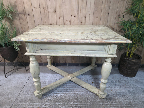 Vintage French Rustic Farmhouse Dining Prep Table Kitchen Island
