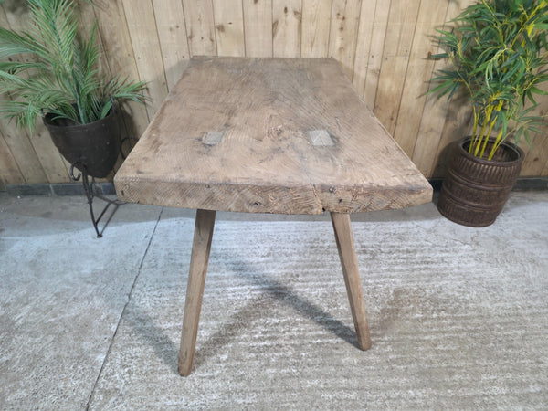 Old Antique Primitive Rustic Hungarian Wooden Butchers Prep Table Kitchen Island