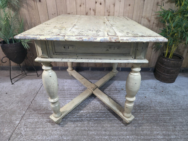 Vintage French Rustic Farmhouse Dining Prep Table Kitchen Island