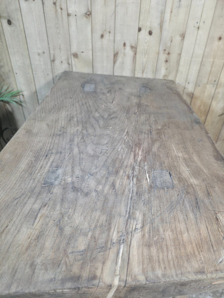 Old Antique Primitive Rustic Hungarian Wooden Butchers Prep Table Kitchen Island