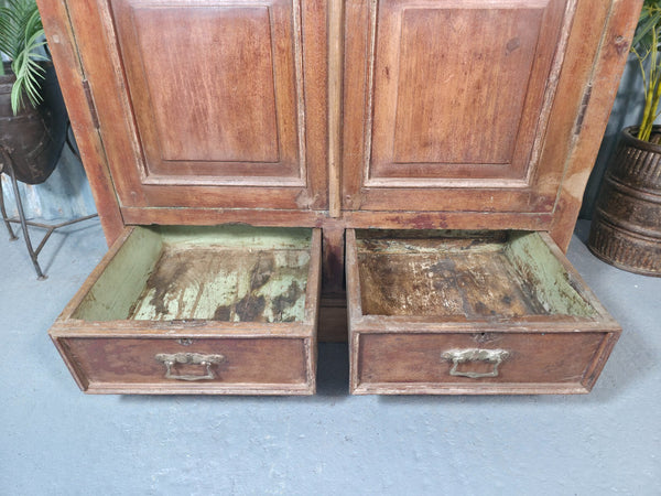 Vintage Indian Glazed Colonial Wooden Kitchen Bathroom Drinks Display Cabinet