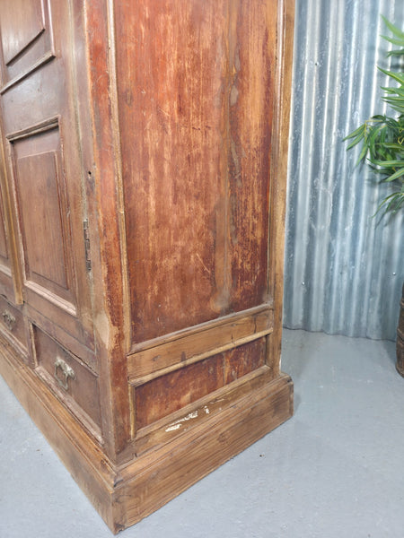 Vintage Indian Glazed Colonial Wooden Kitchen Bathroom Drinks Display Cabinet