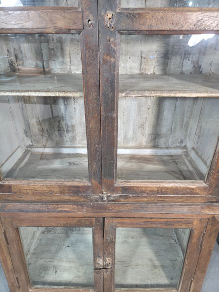 Vintage Indian Glazed Colonial Wooden Kitchen Bathroom Drinks Display Cabinet