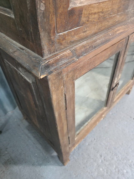 Vintage Indian Glazed Colonial Wooden Kitchen Bathroom Drinks Display Cabinet