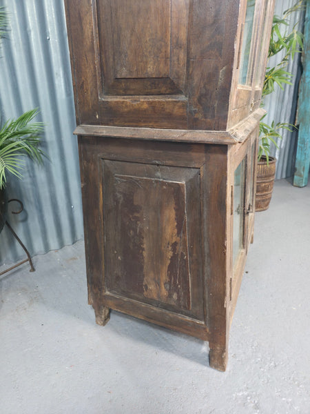 Vintage Indian Glazed Colonial Wooden Kitchen Bathroom Drinks Display Cabinet