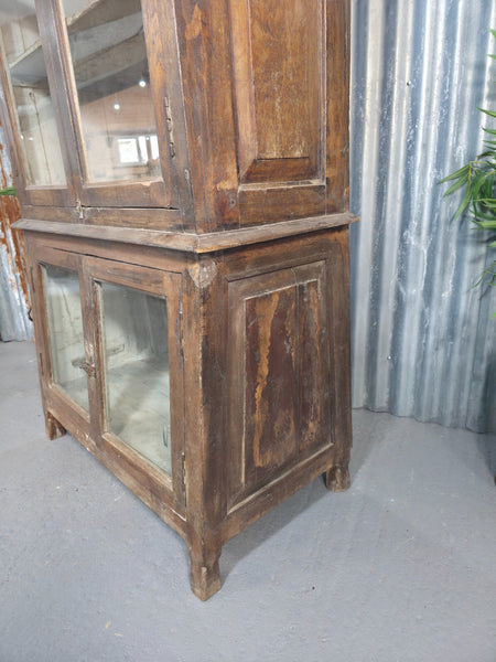Vintage Indian Glazed Colonial Wooden Kitchen Bathroom Drinks Display Cabinet