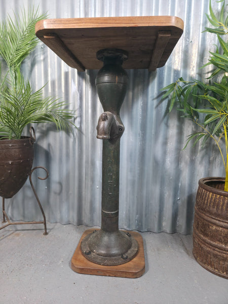 Vintage Rustic Reclaimed Cast Iron Water Pump Side Bar Table Plant Stand