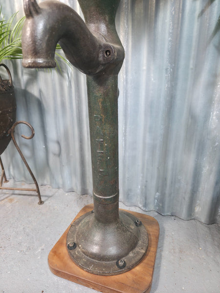 Vintage Rustic Reclaimed Cast Iron Water Pump Side Bar Table Plant Stand