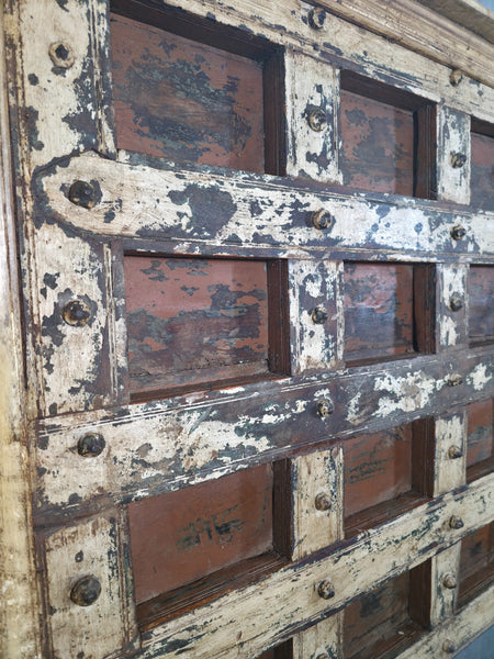 Antique Vintage Rustic Reclaimed Indian Wooden King Size Double Bed Headboard
