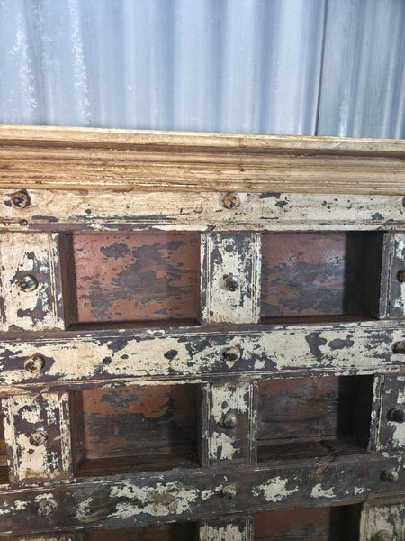 Antique Vintage Rustic Reclaimed Indian Wooden King Size Double Bed Headboard