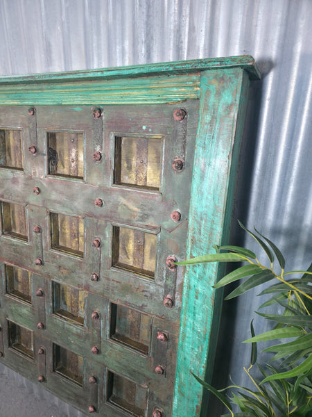 Antique Vintage Rustic Reclaimed Indian Wooden King Size Double Bed Headboard