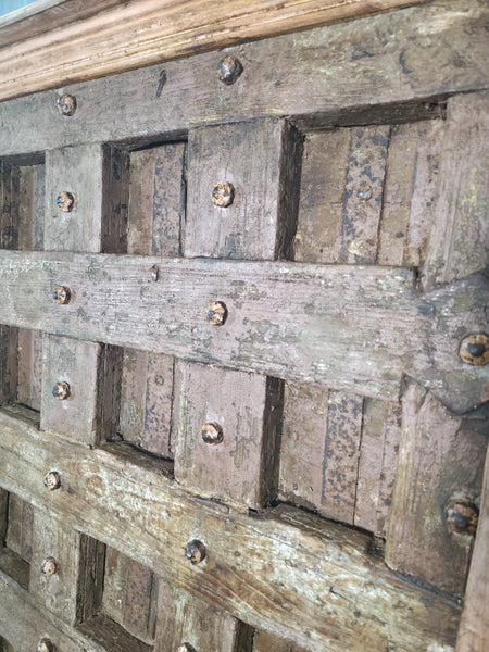 Antique Vintage Rustic Reclaimed Indian Wooden King Size Double Bed Headboard