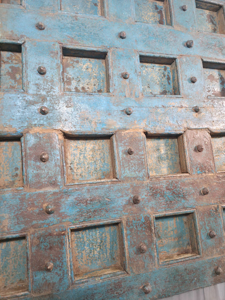 Antique Vintage Rustic Reclaimed Indian Wooden King Size Double Bed Headboard