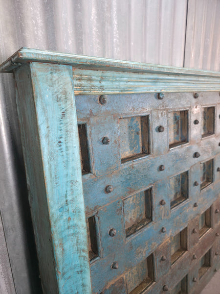 Antique Vintage Rustic Reclaimed Indian Wooden King Size Double Bed Headboard