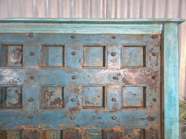 Antique Vintage Rustic Reclaimed Indian Wooden King Size Double Bed Headboard