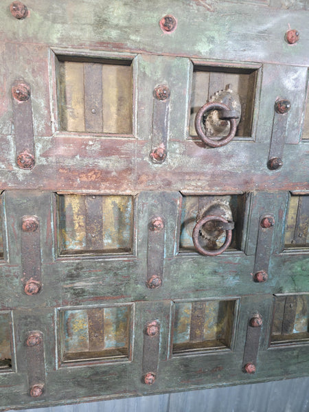 Antique Vintage Rustic Reclaimed Indian Wooden King Size Double Bed Headboard