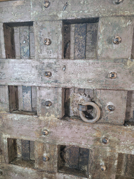 Antique Vintage Rustic Reclaimed Indian Wooden King Size Double Bed Headboard