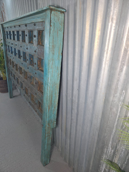 Antique Vintage Rustic Reclaimed Indian Wooden King Size Double Bed Headboard