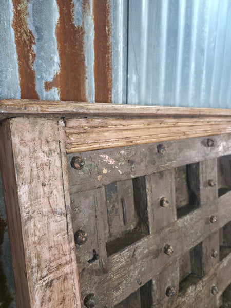 Antique Vintage Rustic Reclaimed Indian Wooden King Size Double Bed Headboard