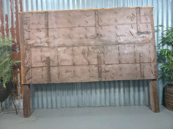 Antique Vintage Rustic Reclaimed Indian Wooden King Size Double Bed Headboard