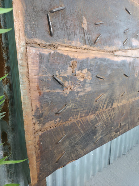 Antique Vintage Rustic Reclaimed Indian Wooden King Size Double Bed Headboard
