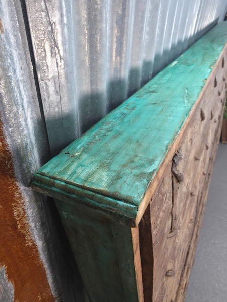Antique Vintage Rustic Reclaimed Indian Wooden King Size Double Bed Headboard