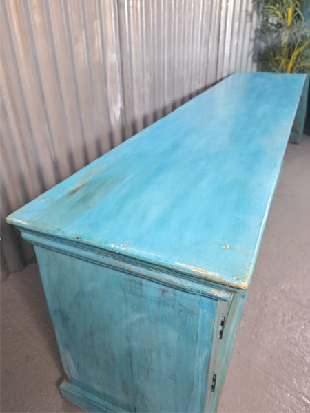 Vintage Reclaimed indian Blue Solid Wooden Sideboard Tv Unit Display Cabinet